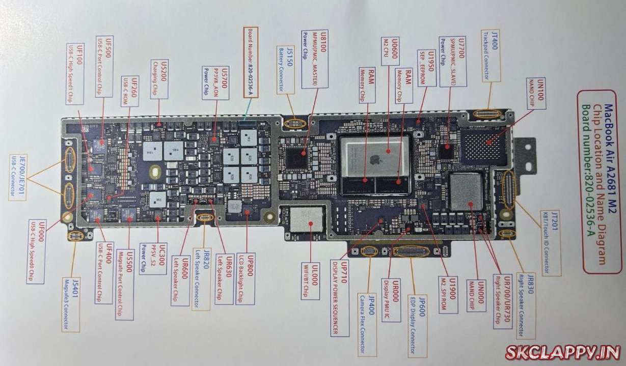 MacBook Air A2681 M2 Board Number 820-02536-A Coil Name and Diode Value Diagram 2.jpg